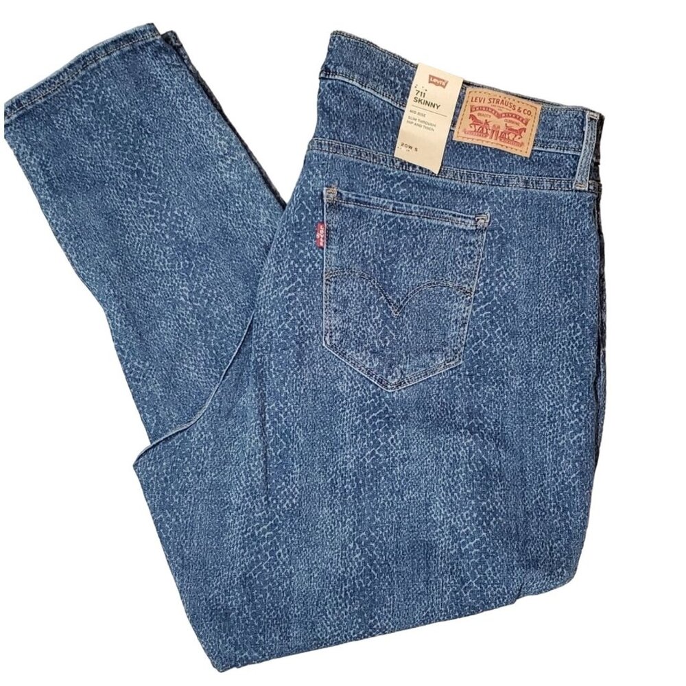 Levi's 711 Skinny Jeans Womens Size 20W S Blue Wash Mid Rise Strechy Denim - Picture 2 of 12